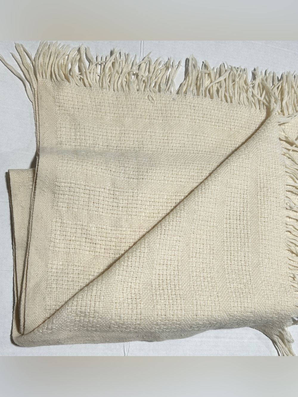 Faribault Cream Wool-Blend Throw Blanket
